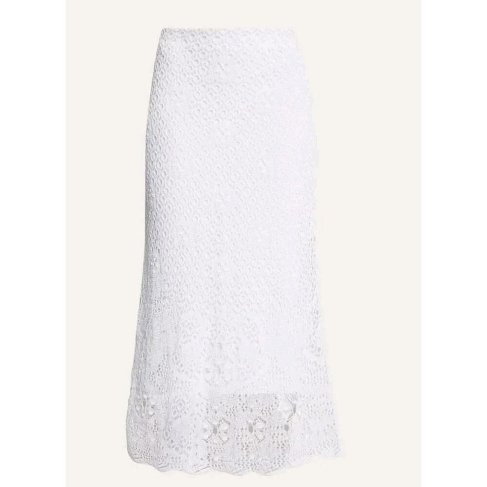 Vince White‎ Lace Floral Midi Skirt Women's Size Medium Beach Formal Wear